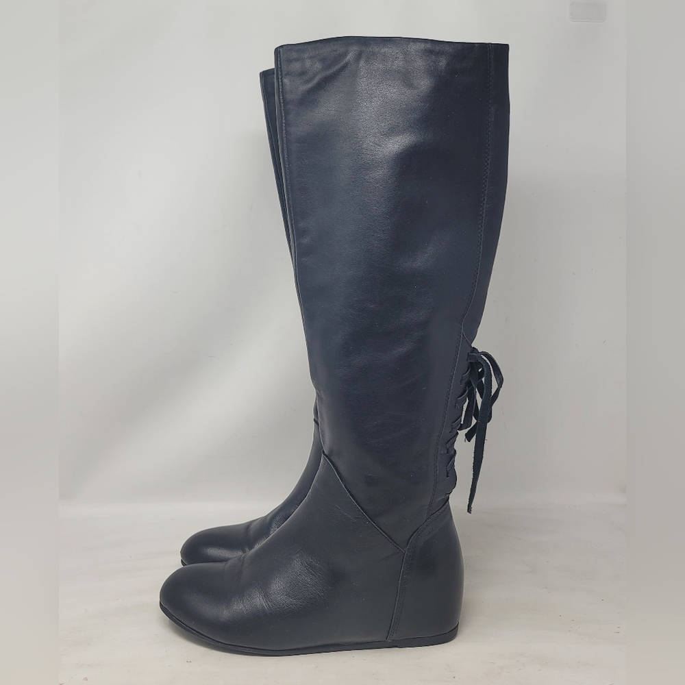 Vanilla Suite Womens Black Leather Wedge Knee High Boots EU 36 US 6 Excellent